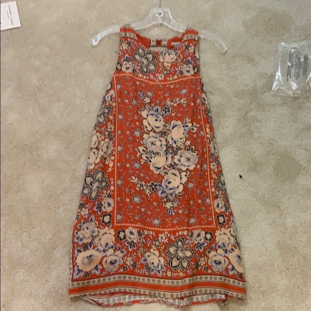 Orange Shift Dress, with Open back circle